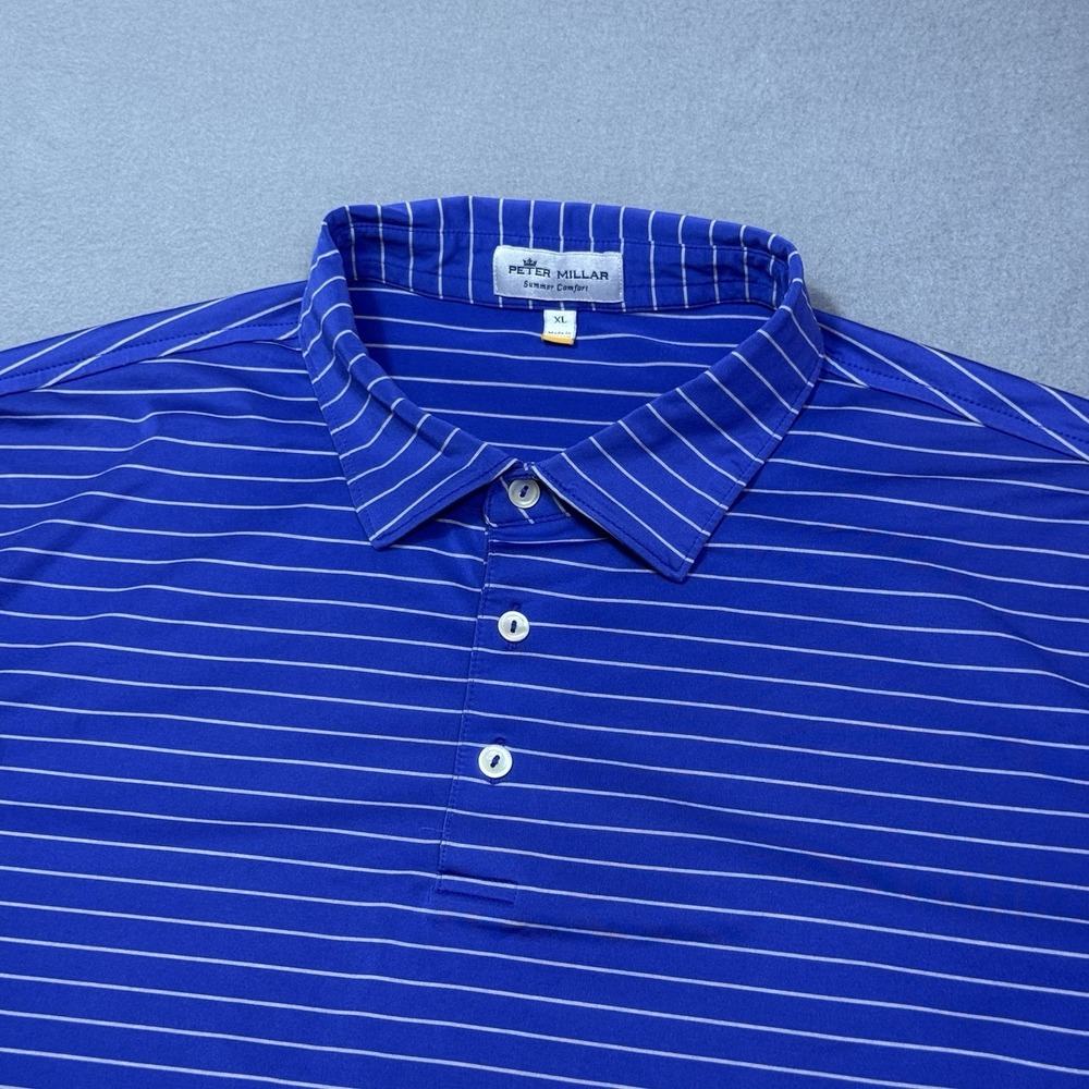 Peter Millar Summer Comfort Polo Shirt Mens XL Blue Performance Golf Stretch